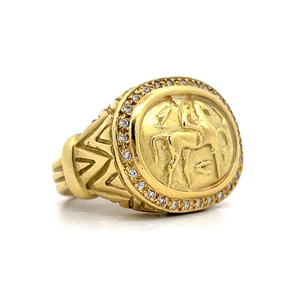 Horseback Motif Diamond Cocktail Ring in 20k Yellow Gold