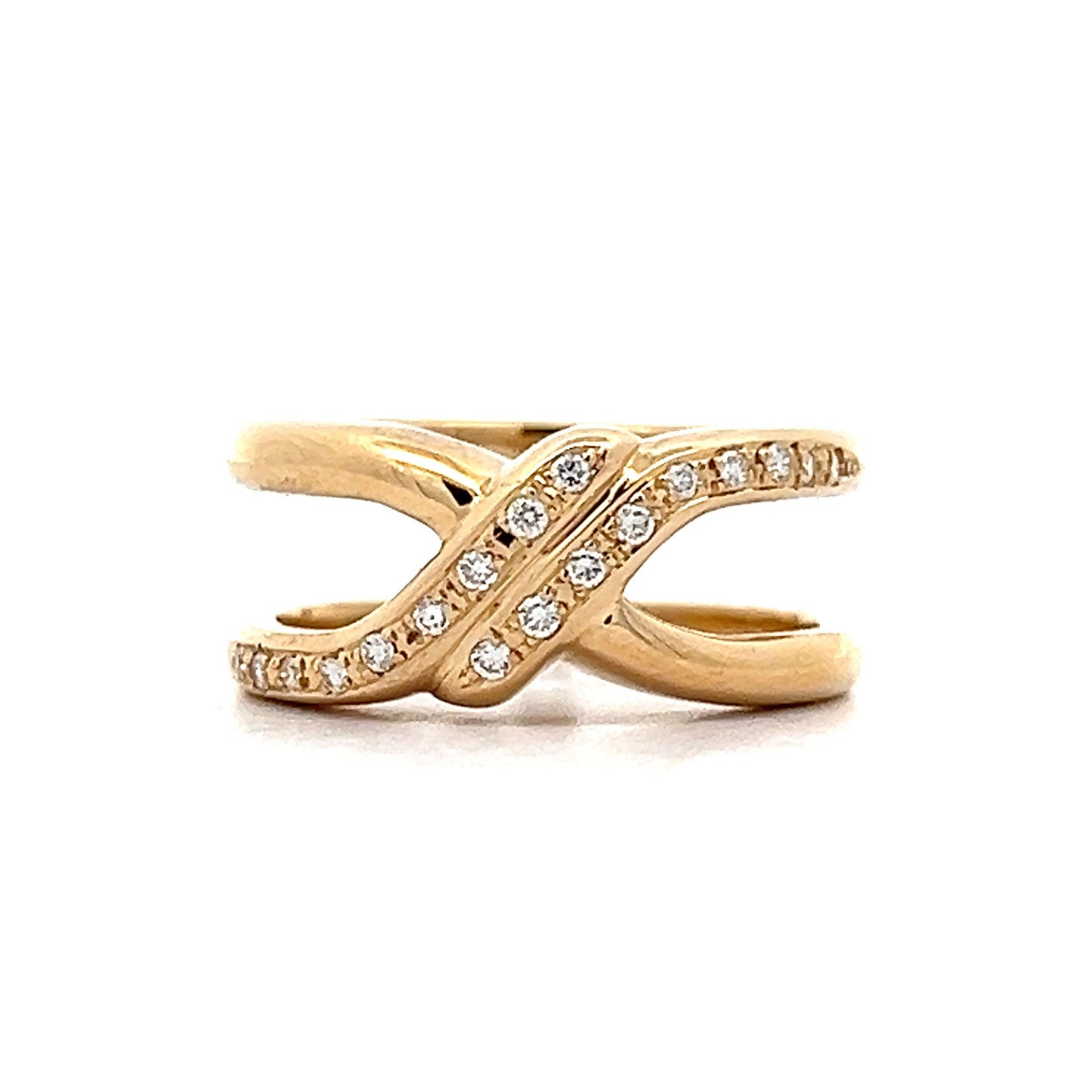 .18 Diamond X Stacking Ring in 18k Yellow Gold