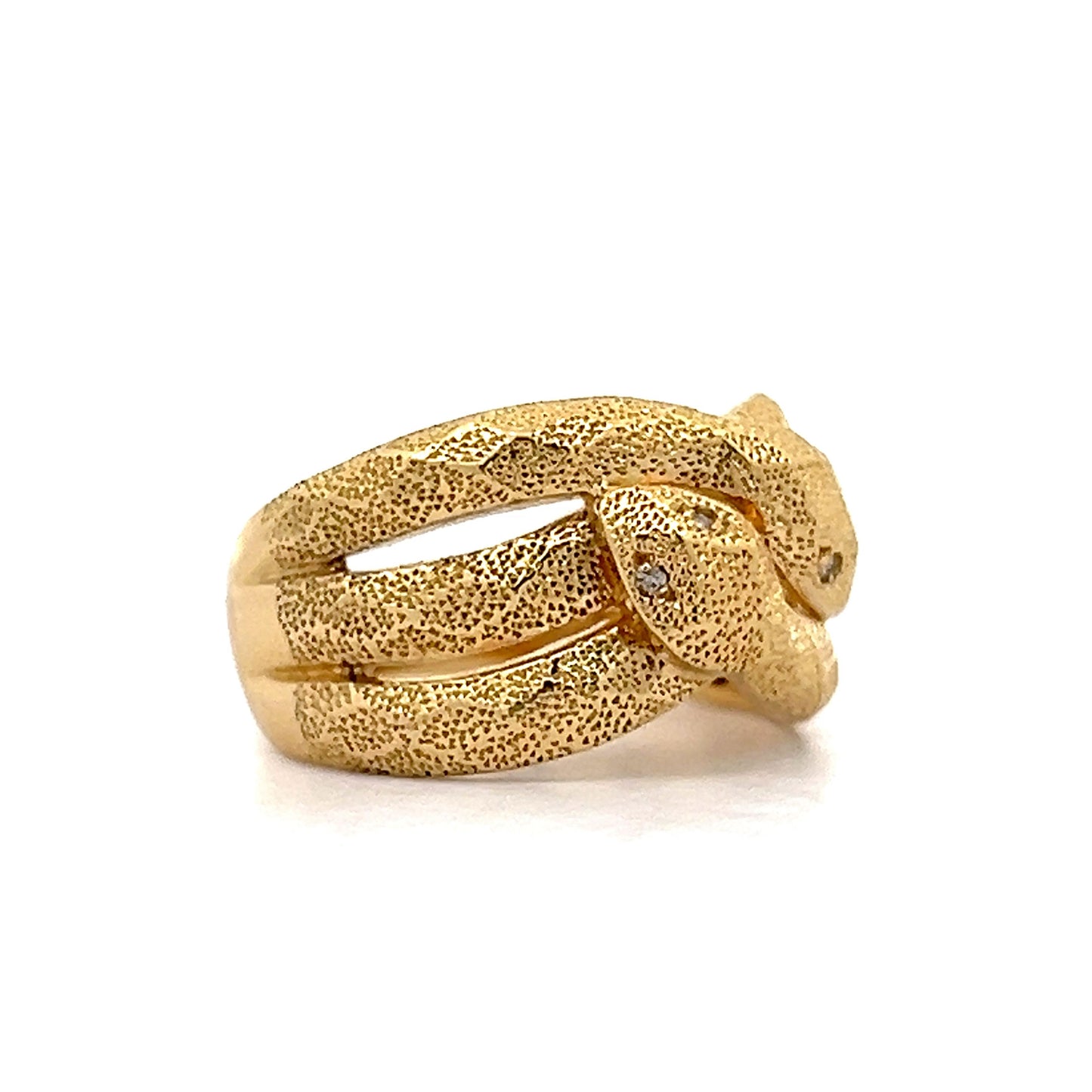 Vintage Double Headed Snake Ring in 18k Yellow Gold