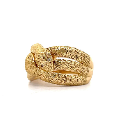 Vintage Double Headed Snake Ring in 18k Yellow Gold