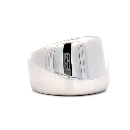 Wide Chunky Modern Right Hand Ring in 18k White Gold