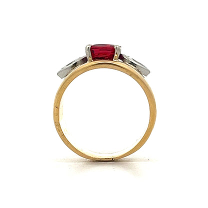 2.04 Cushion Cut Ruby & Diamond Cocktail Ring in 18k