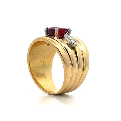 2.04 Cushion Cut Ruby & Diamond Cocktail Ring in 18k