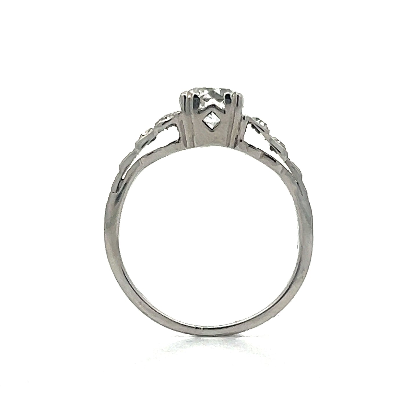 .65 Vintage Art Deco Engagement Ring in 18k White Gold