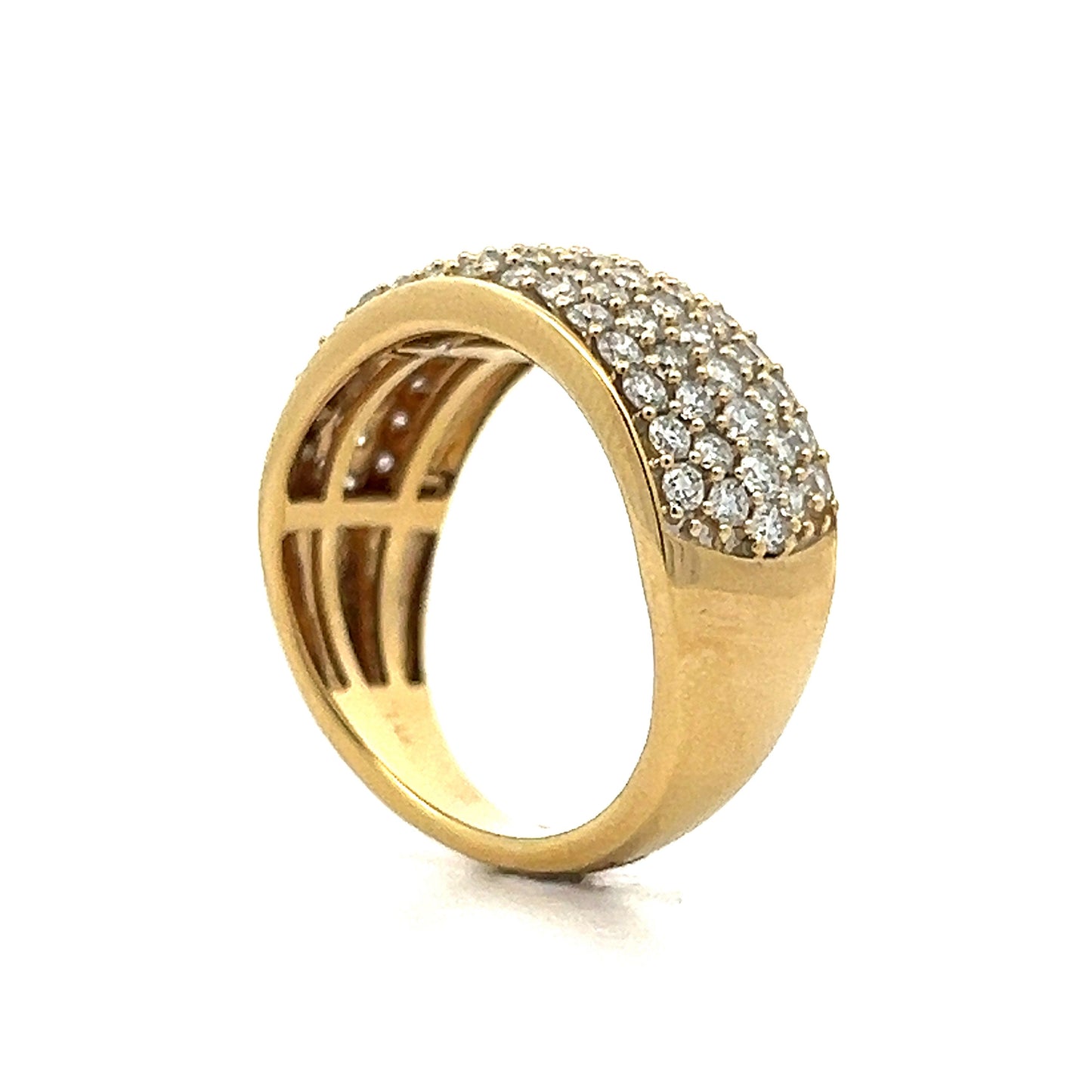 Low Profile Diamond Cocktail Ring in 14k Yellow Gold