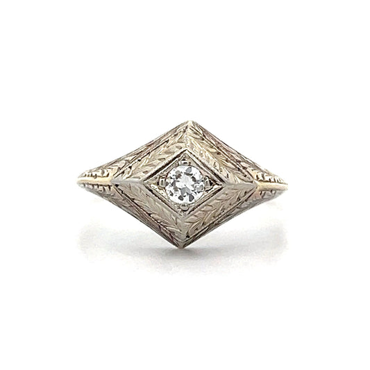 .12 Retro Diamond Engagement Ring in Yellow & White Gold