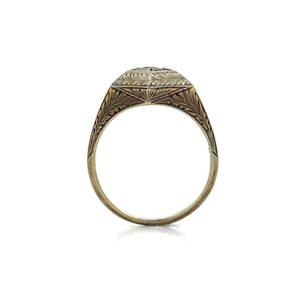 .12 Retro Diamond Engagement Ring in Yellow & White Gold