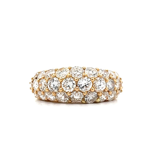 2.96 Round Diamond Pave Cocktail Ring in 14k Yellow Gold