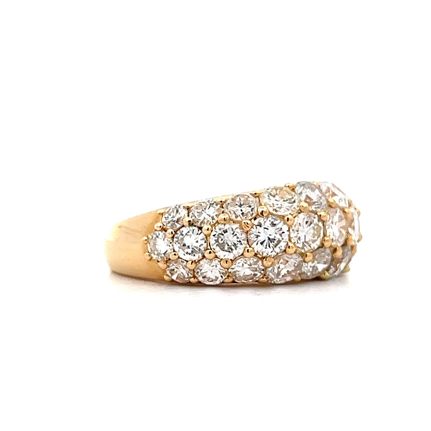 2.96 Round Diamond Pave Cocktail Ring in 14k Yellow Gold