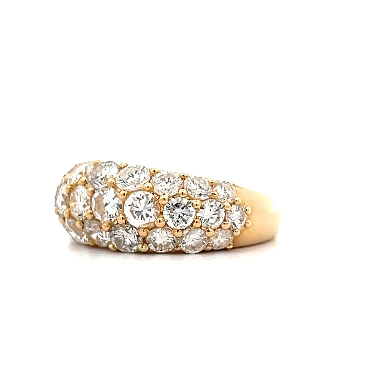 2.96 Round Diamond Pave Cocktail Ring in 14k Yellow Gold