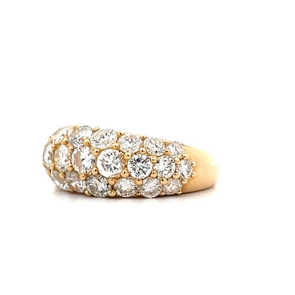 2.96 Round Diamond Pave Cocktail Ring in 14k Yellow Gold