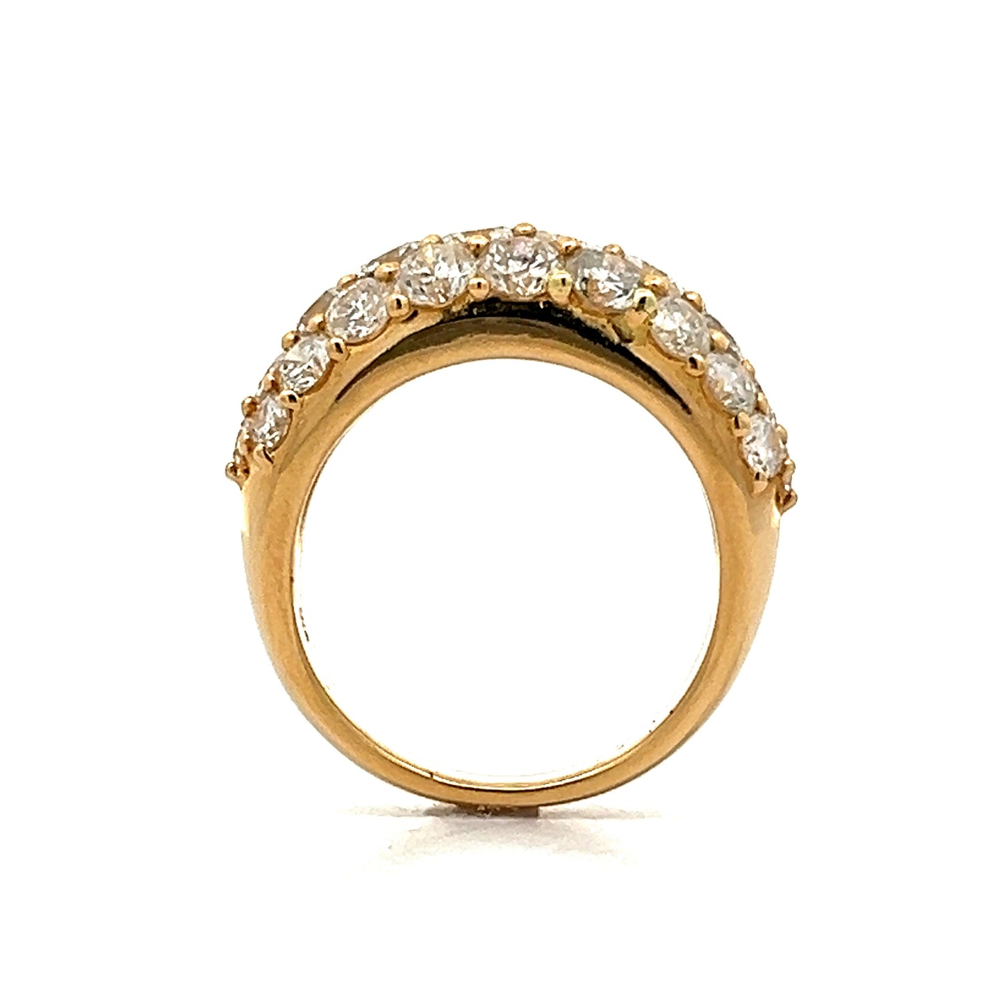 2.96 Round Diamond Pave Cocktail Ring in 14k Yellow Gold