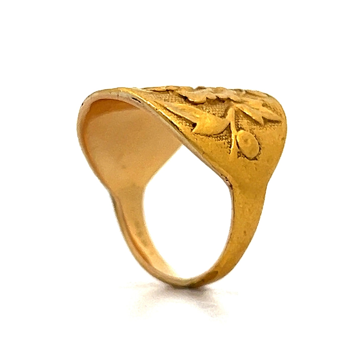 Antique Art Nouveau Engraved Statement Ring in 18k Yellow Gold