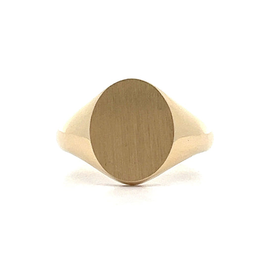 Oval Signet Ring with Brush Finish