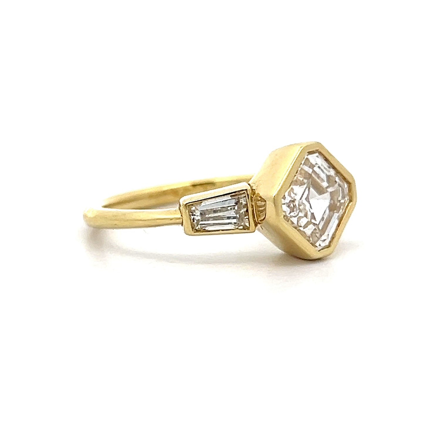 1.71 Asscher Bezel Engagement Ring in 18k Yellow Gold