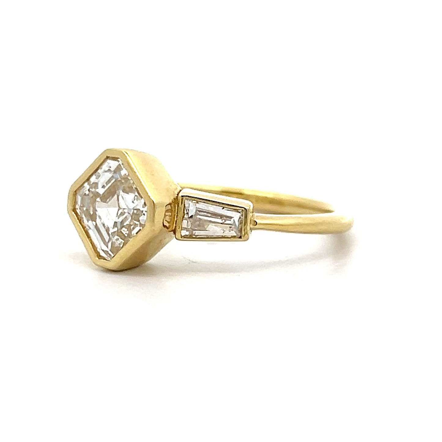 1.71 Asscher Bezel Engagement Ring in 18k Yellow Gold