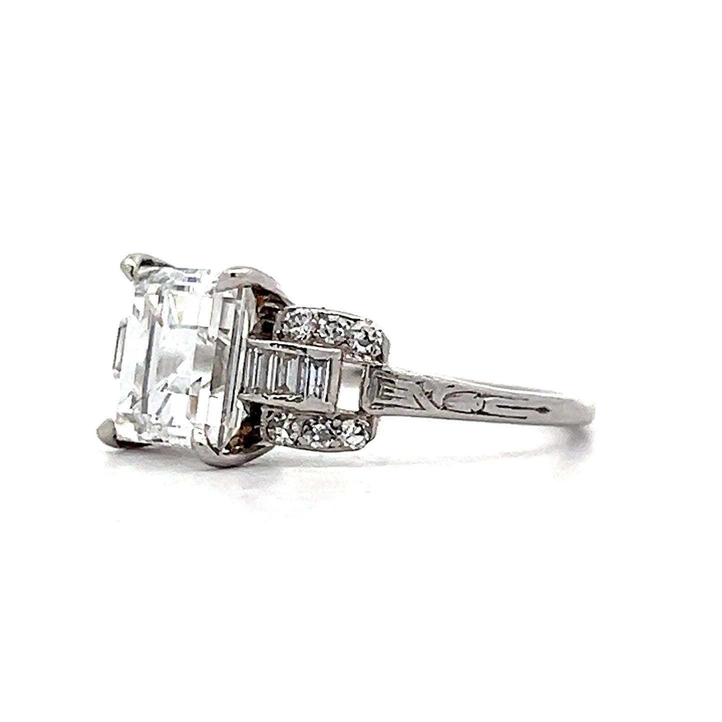 2.24 Carre Emerald Cut Diamond Engagement Ring in Platinum