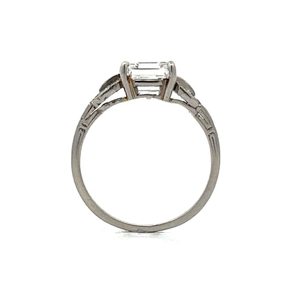 2.24 Carre Emerald Cut Diamond Engagement Ring in Platinum