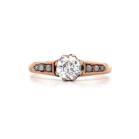 .54 Antique Diamond & Seed Pearl Ring in Rose Gold