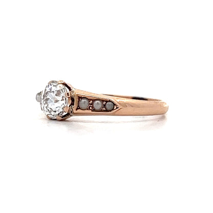 .54 Antique Diamond & Seed Pearl Ring in Rose Gold