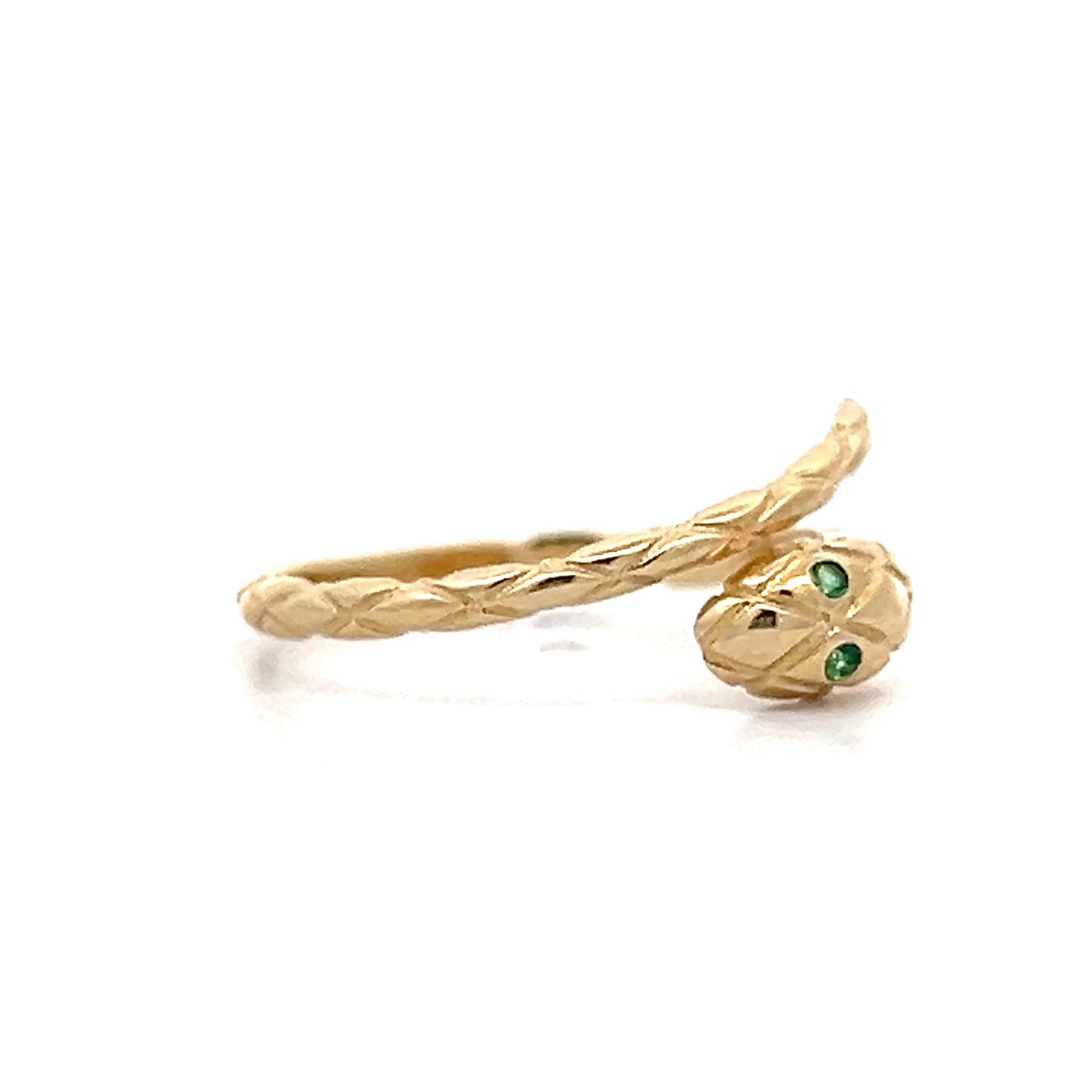.02 Emerald Stacking Snake Ring in 14k Yellow Gold