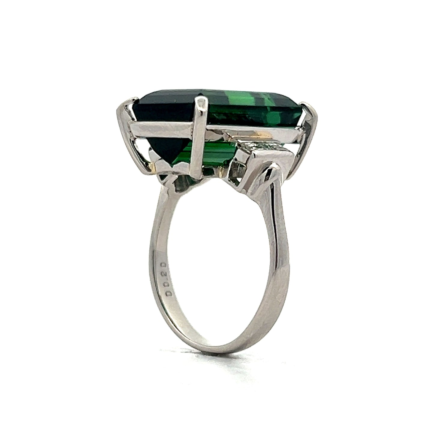 11.43 Green Tourmaline & Diamond Ring in Platinum