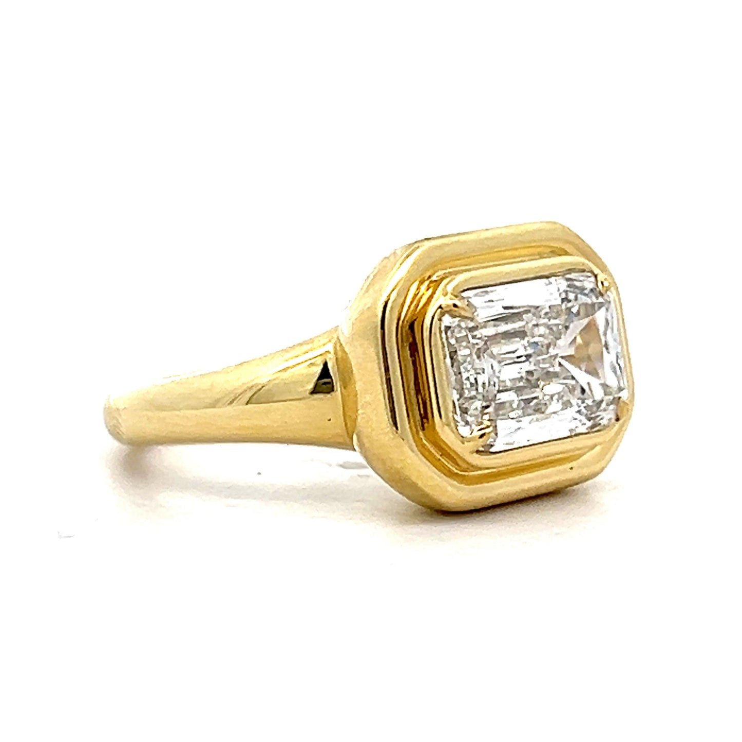 3.02 Emerald Cut Diamond Engagement Ring in Yellow Gold