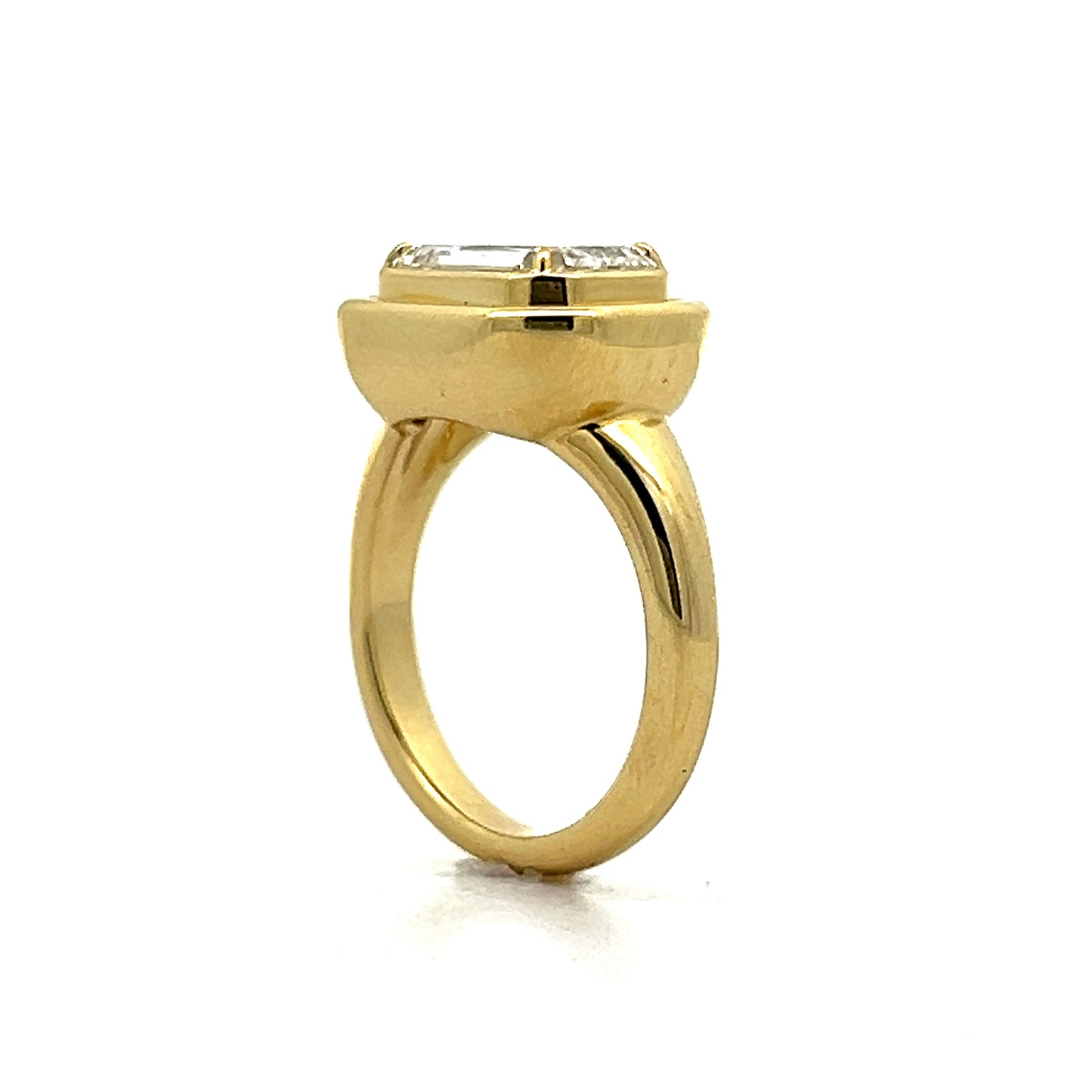 3.02 Emerald Cut Diamond Engagement Ring in Yellow Gold