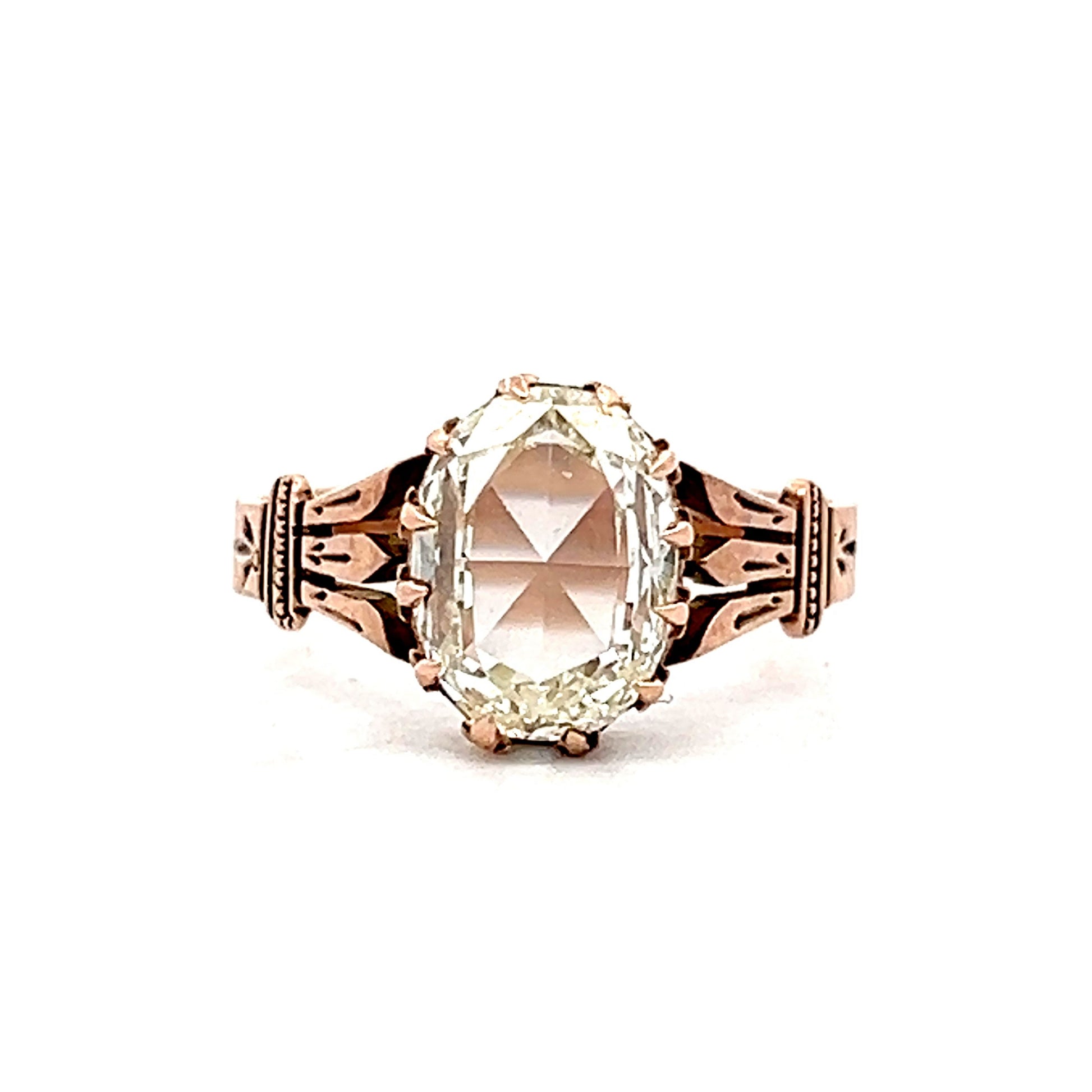 Victorian Rose Cut Diamond Engagement Ring in Rose Gold