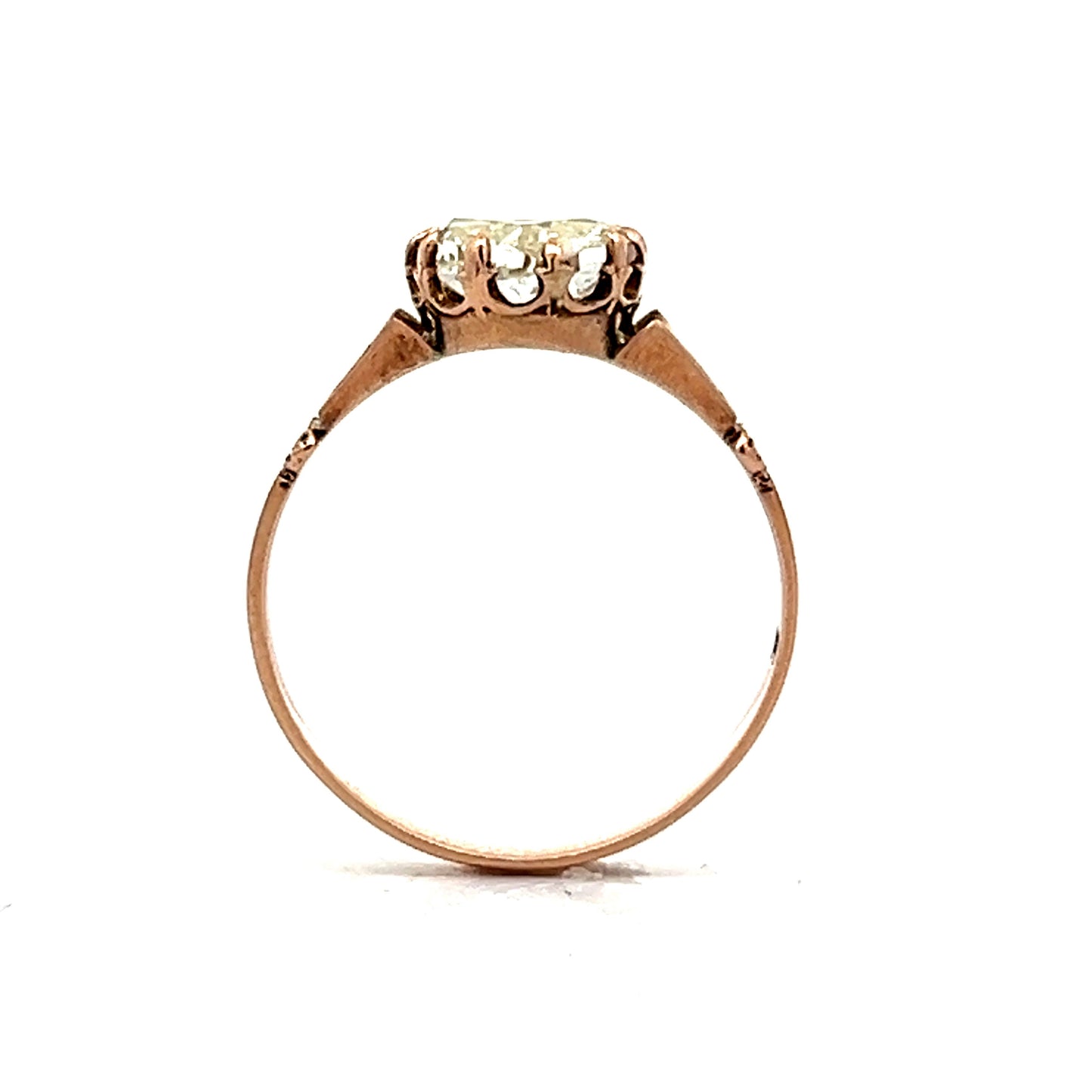 1.97 Victorian Rose Cut Diamond Engagement Ring in Rose Gold