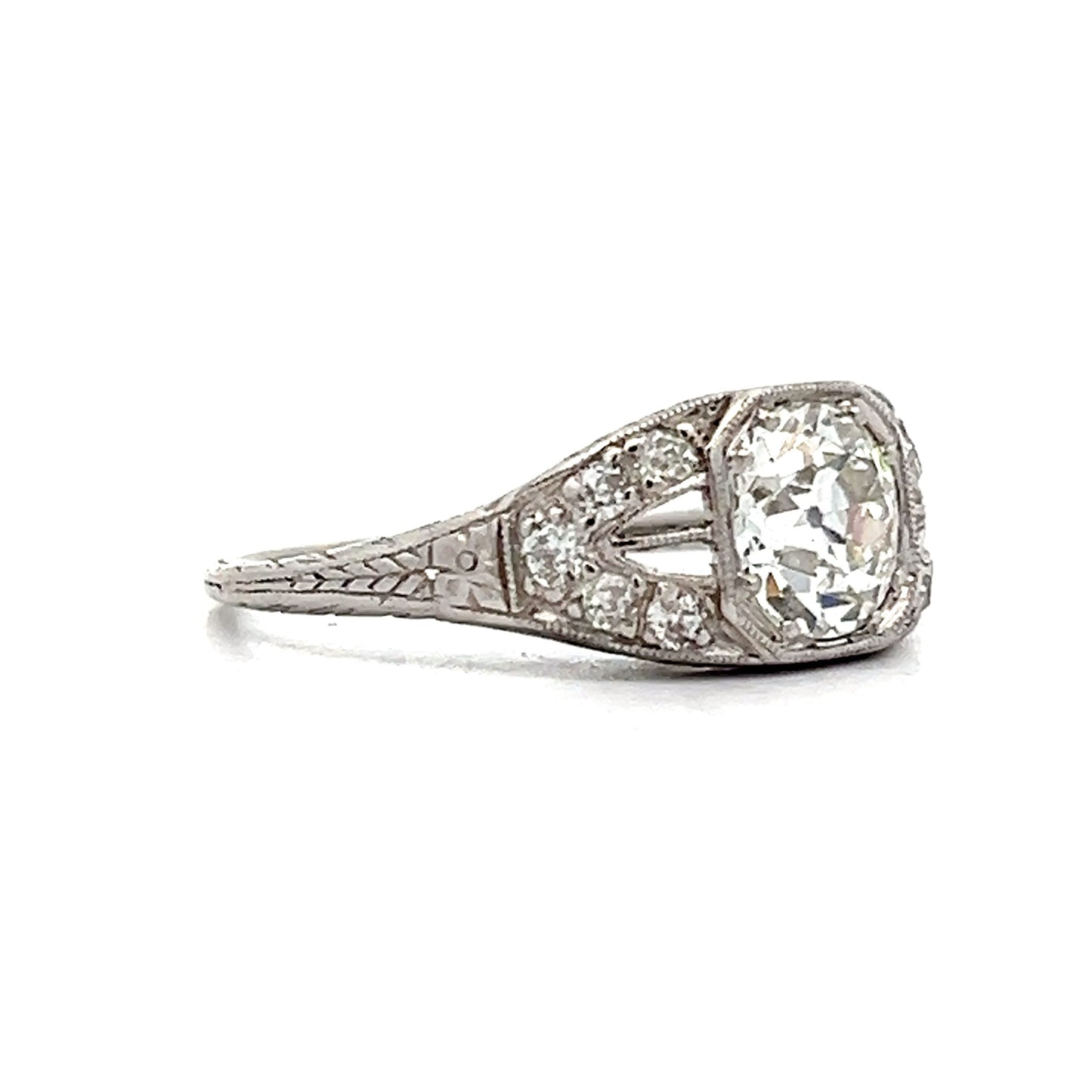 1.05 Art Deco Diamond Engagement Ring in Platinum