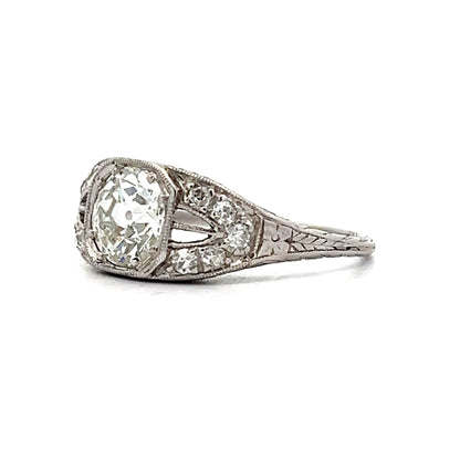 1.05 Art Deco Diamond Engagement Ring in Platinum