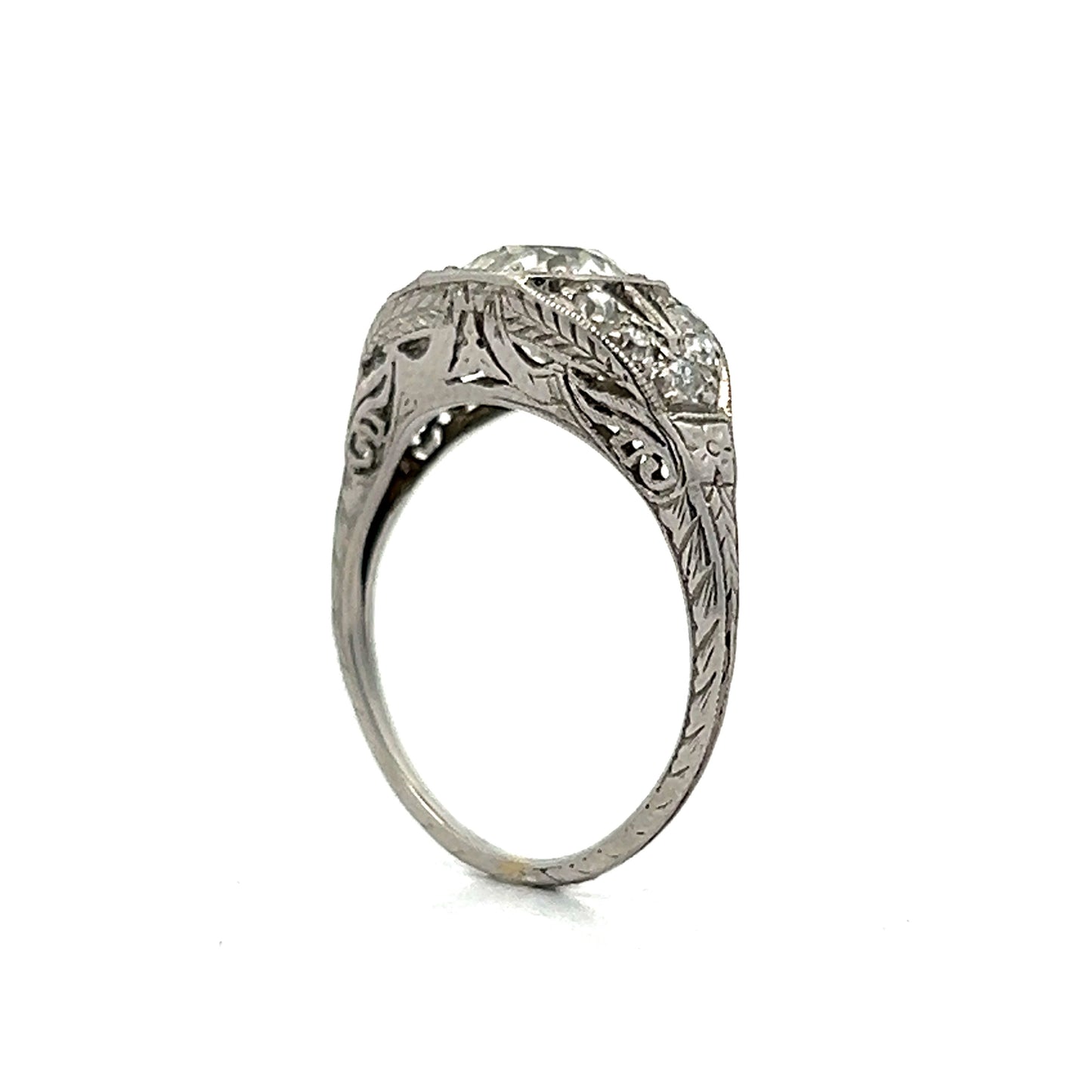 1.05 Art Deco Diamond Engagement Ring in Platinum