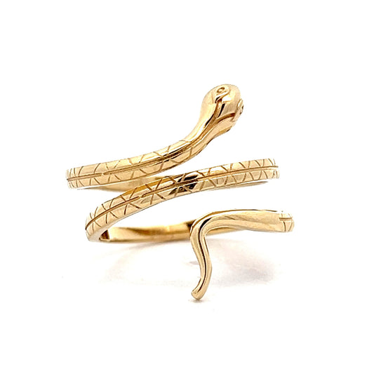 Classic Coiled Snake Ring in 14k Yellow Gold