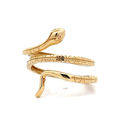 Classic Coiled Snake Ring in 14k Yellow Gold