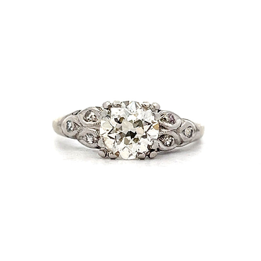 1.15 Vintage European Diamond Engagement Ring in Platinum