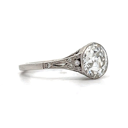 2.19 Vintage Bezel Art Deco Engagement Ring in Platinum