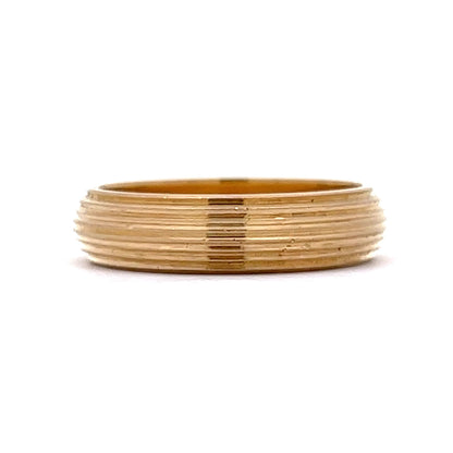 Vintage Mid-Century Men's Ridged Wedding Band in 14k Yellow Gold