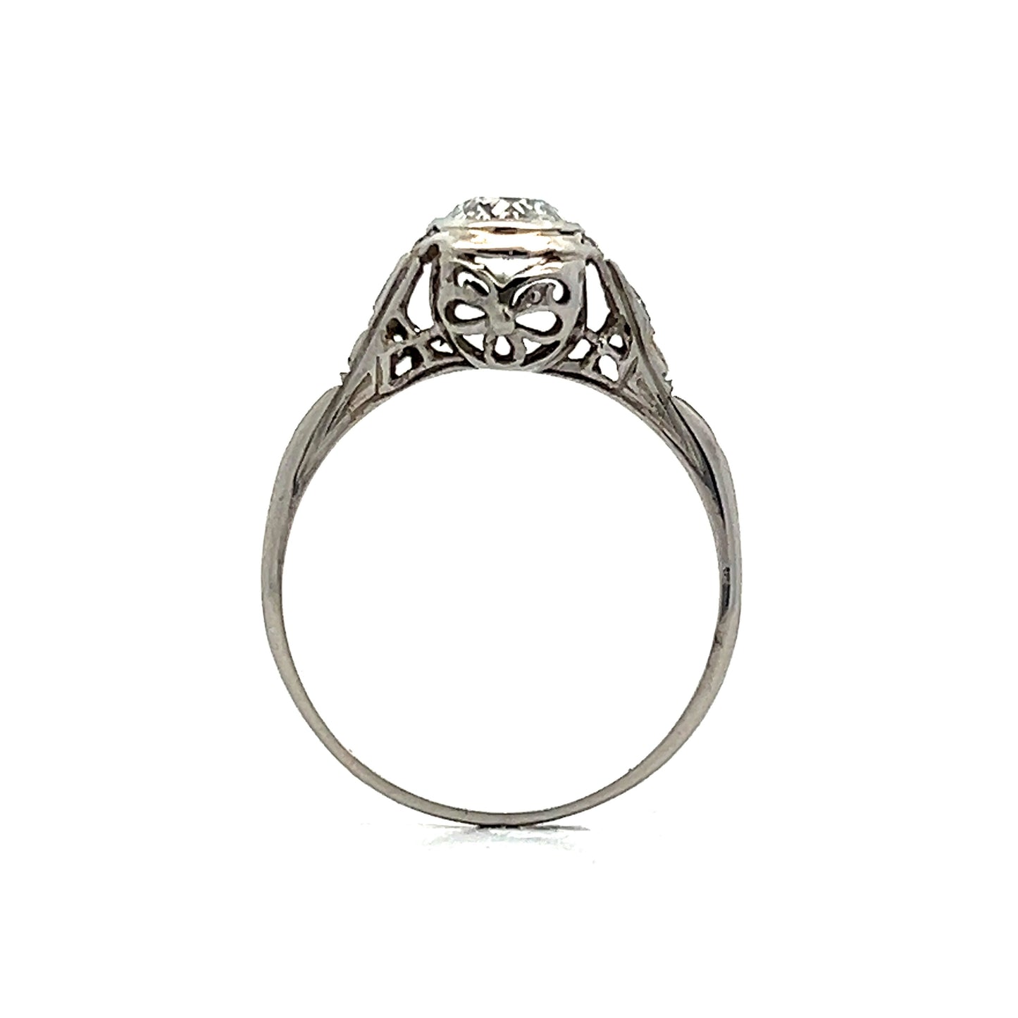 .82 Art Deco Bezel Diamond Bezel Engagement Ring in Platinum