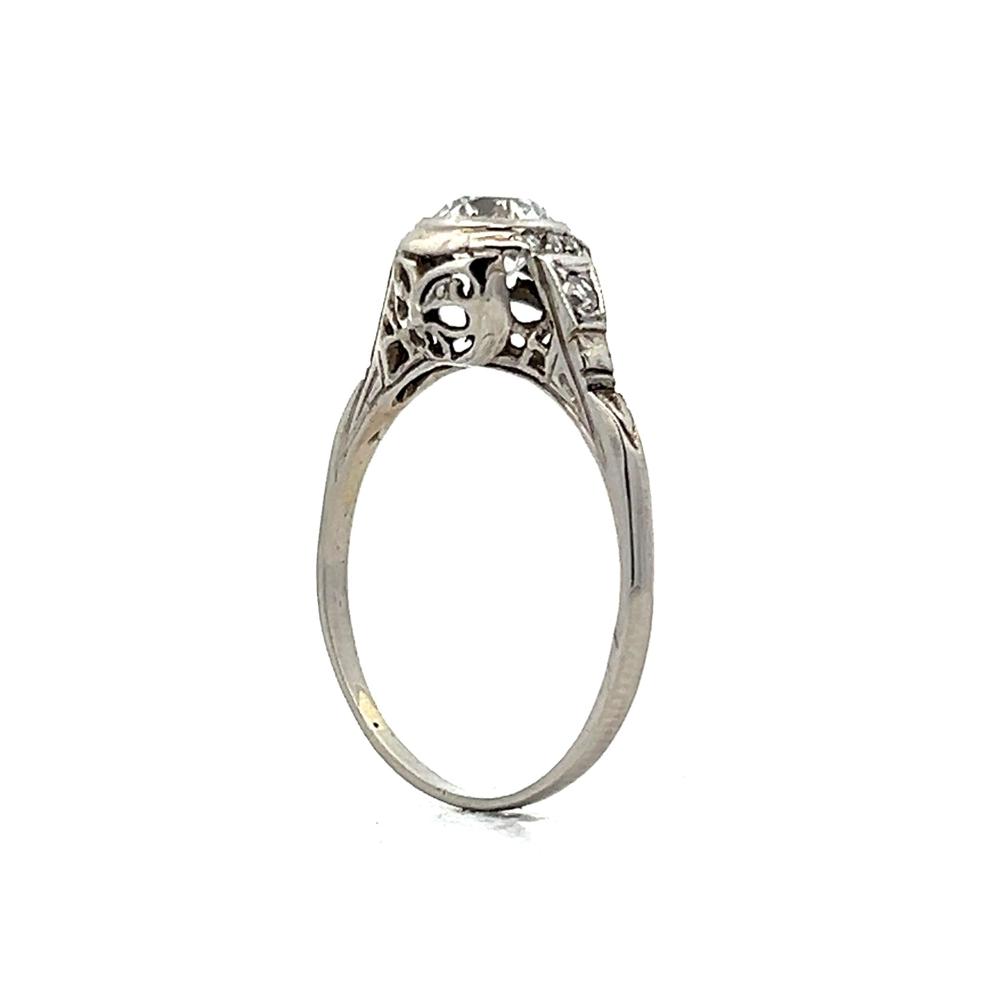 .82 Art Deco Bezel Diamond Bezel Engagement Ring in Platinum