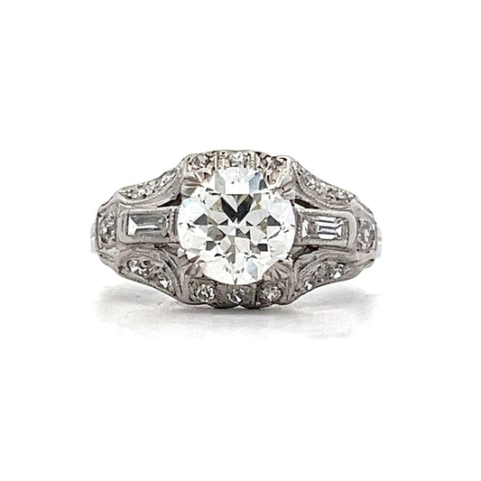 1.24 Vintage Deco Diamond Engagement Ring in Platinum