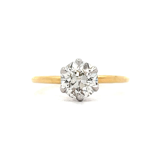 1.27 Antique Deco Solitaire Engagement Ring in Yellow Gold