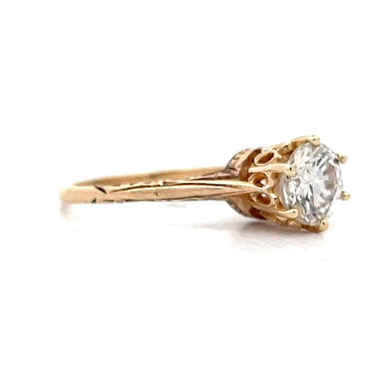 1.01 Vintage Victorian Diamond Engagement Ring in Rose Gold
