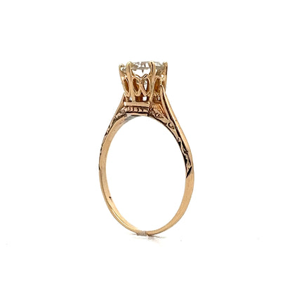 1.01 Vintage Victorian Diamond Engagement Ring in Rose Gold