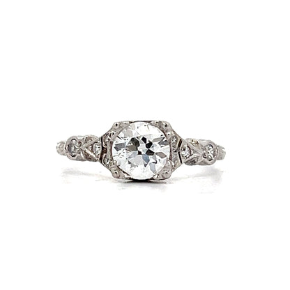 .88 Vintage Old European Diamond Engagement Ring in Platinum