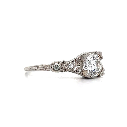 .88 Vintage Old European Diamond Engagement Ring in Platinum