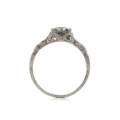.88 Vintage Old European Diamond Engagement Ring in Platinum