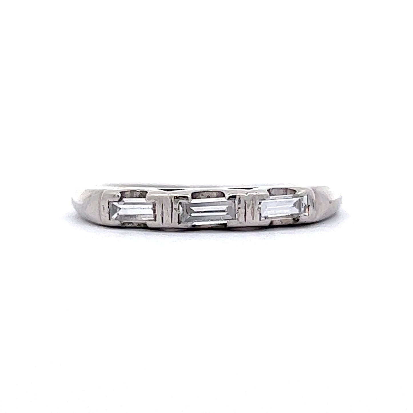 .33 Three Stone Baguette Wedding Band in Platinum