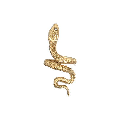 Vintage Mid-Century Diamond Snake Ring in Yellow Gold
