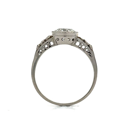 1.64 Vintage Art Deco Bezel Engagement Ring in Platinum